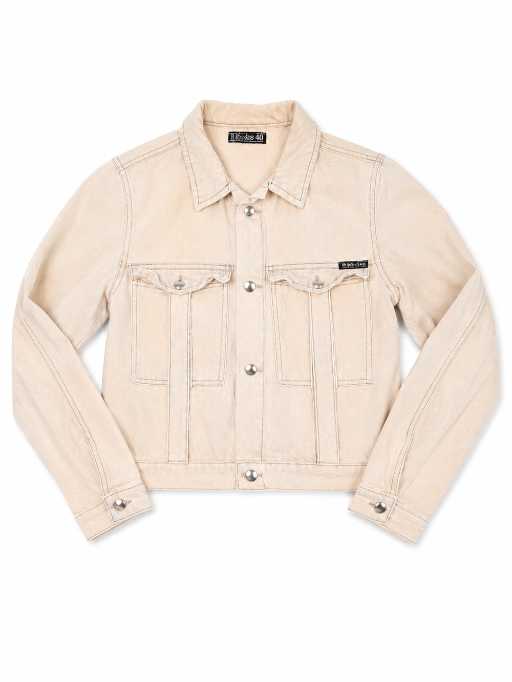 Rodas 40 Cream Color Denim Jacket With Strap Detail